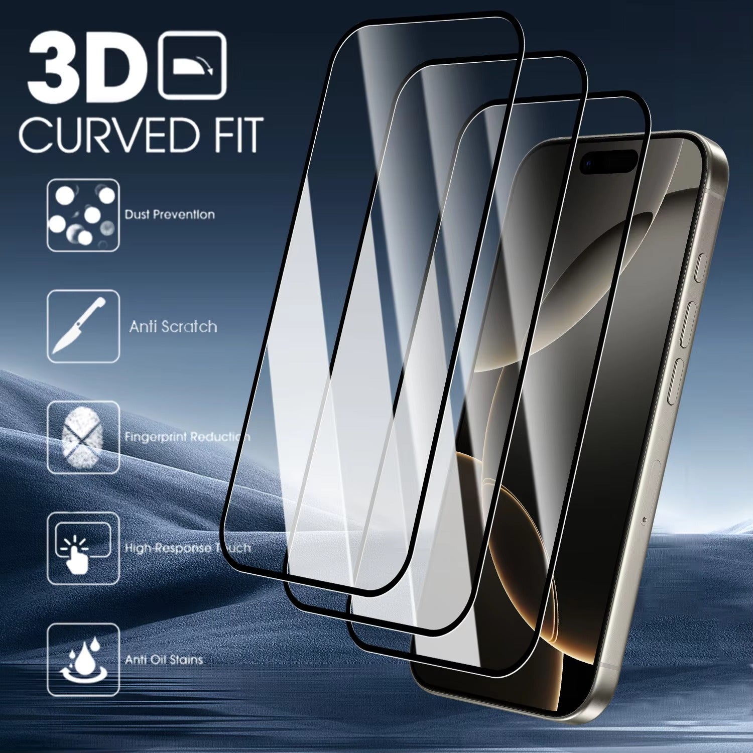 High-Quality iPhone HD Clear Tempered Glass Screen Protector – Full-Screen Display Protection, Smooth Touch Clarity, Fingerprint Resistance & Shatter Defense
