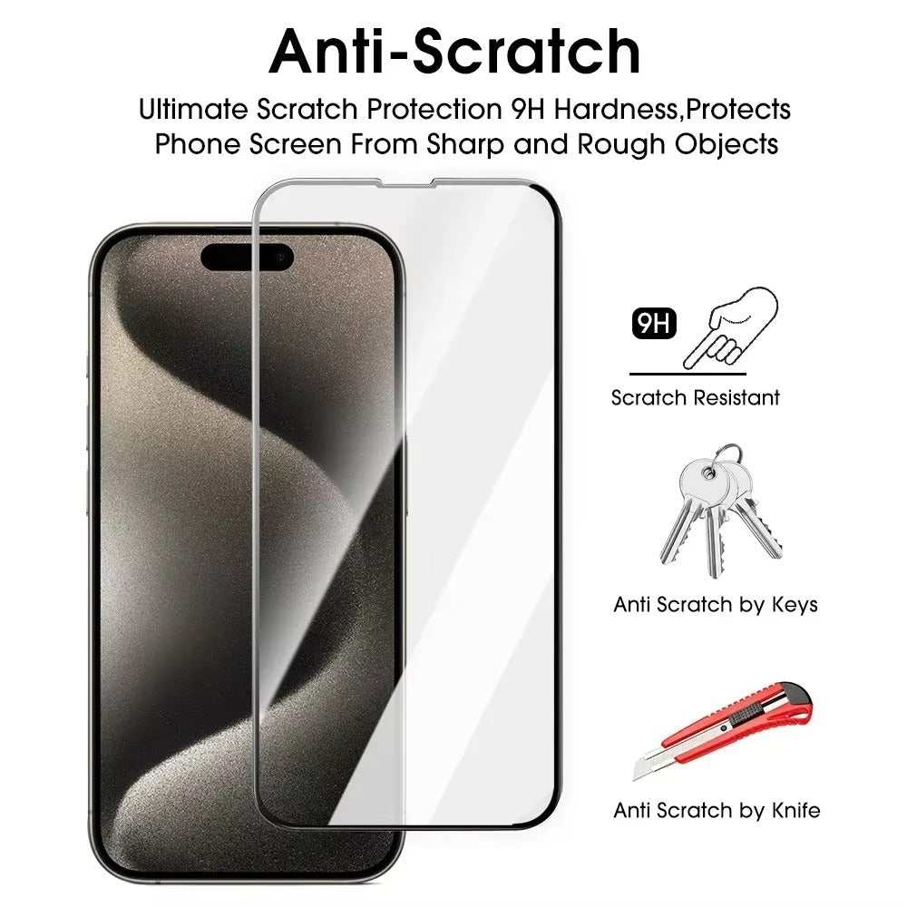 High-Quality iPhone HD Clear Tempered Glass Screen Protector – Full-Screen Display Protection, Smooth Touch Clarity, Fingerprint Resistance & Shatter Defense