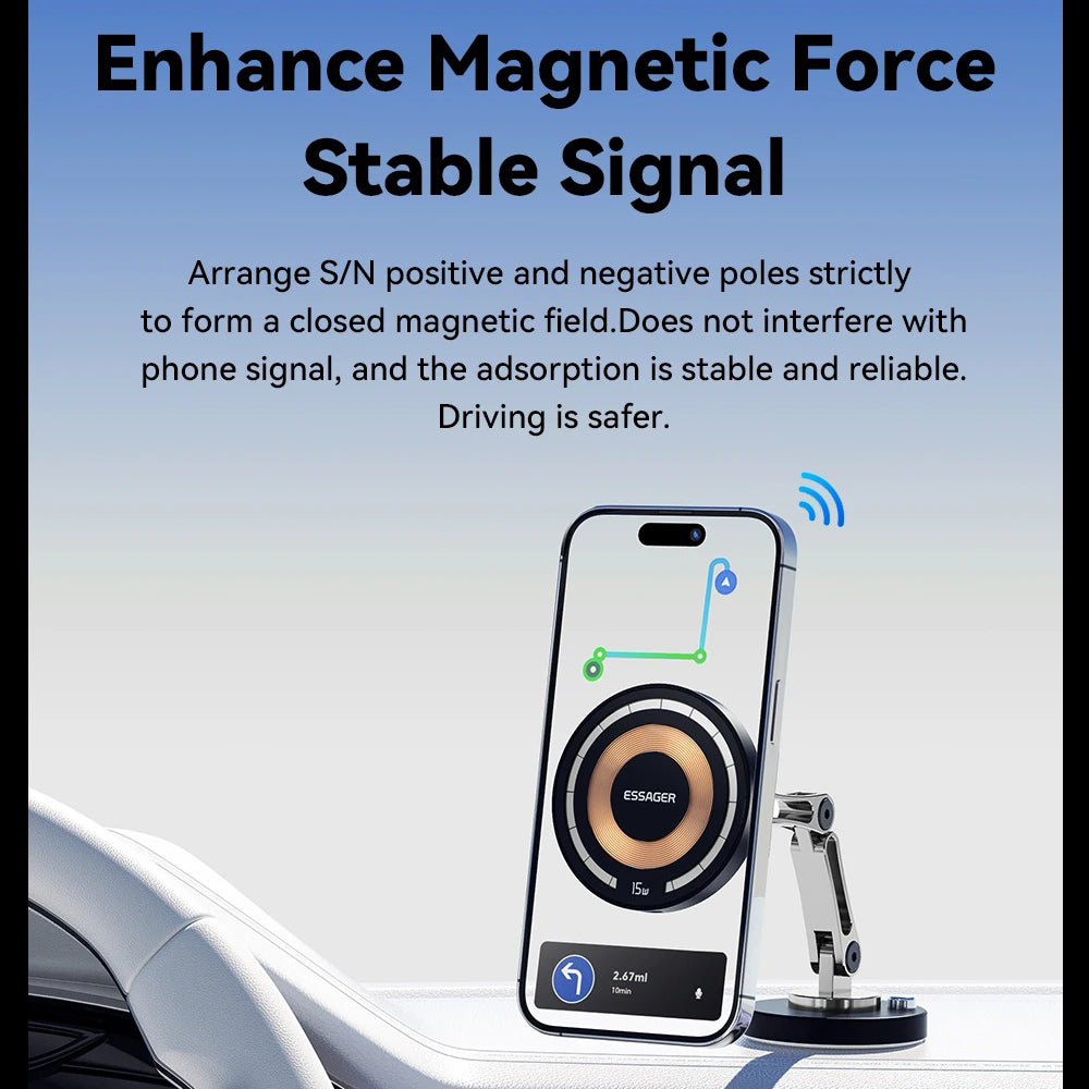 High-Quality iPhone MagSafe Magnetic Car Phone Holder, 15W Wireless Charging Mount with Multi-Axis Adjustment & Strong Magnetic Grip
