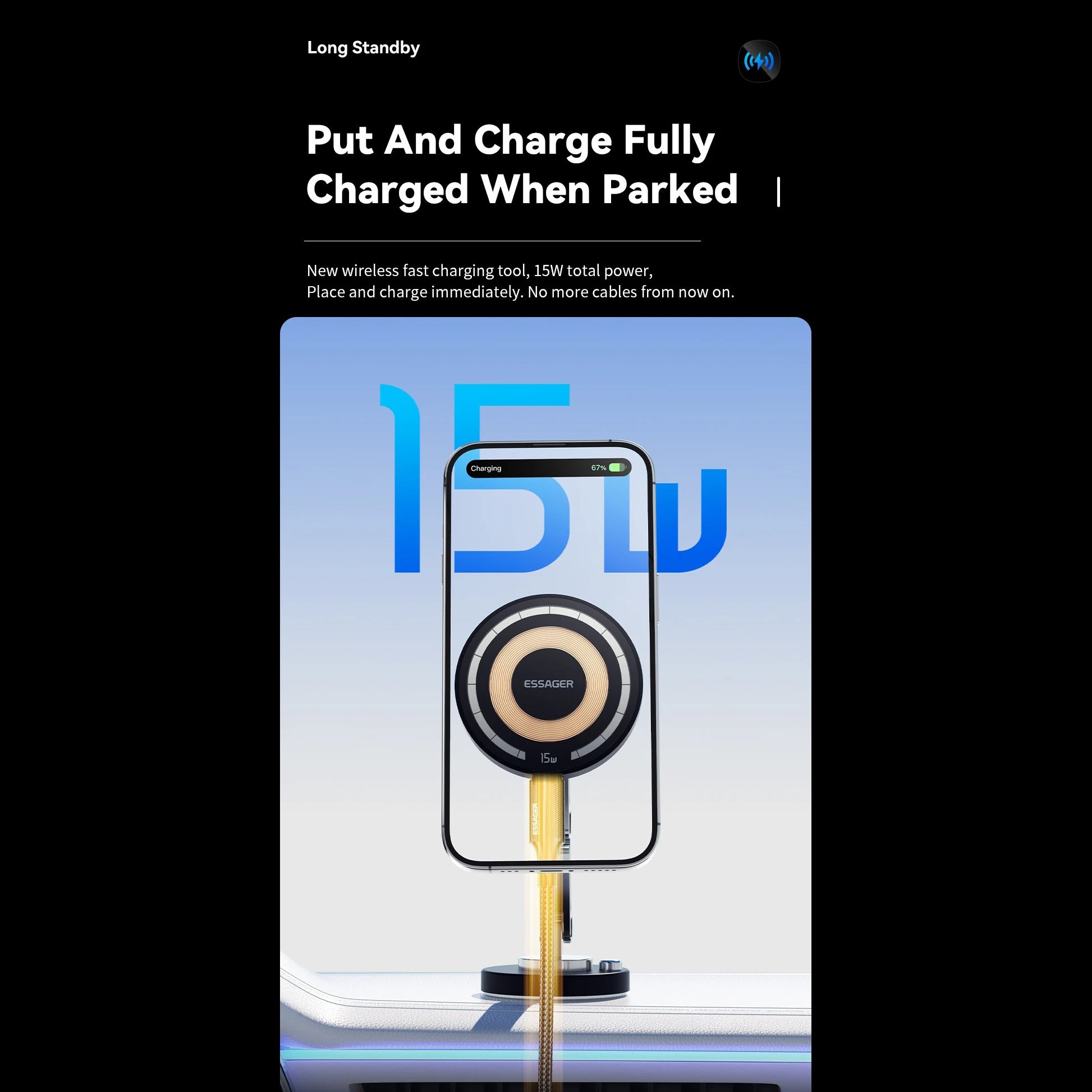 High-Quality iPhone MagSafe Magnetic Car Phone Holder, 15W Wireless Charging Mount with Multi-Axis Adjustment & Strong Magnetic Grip