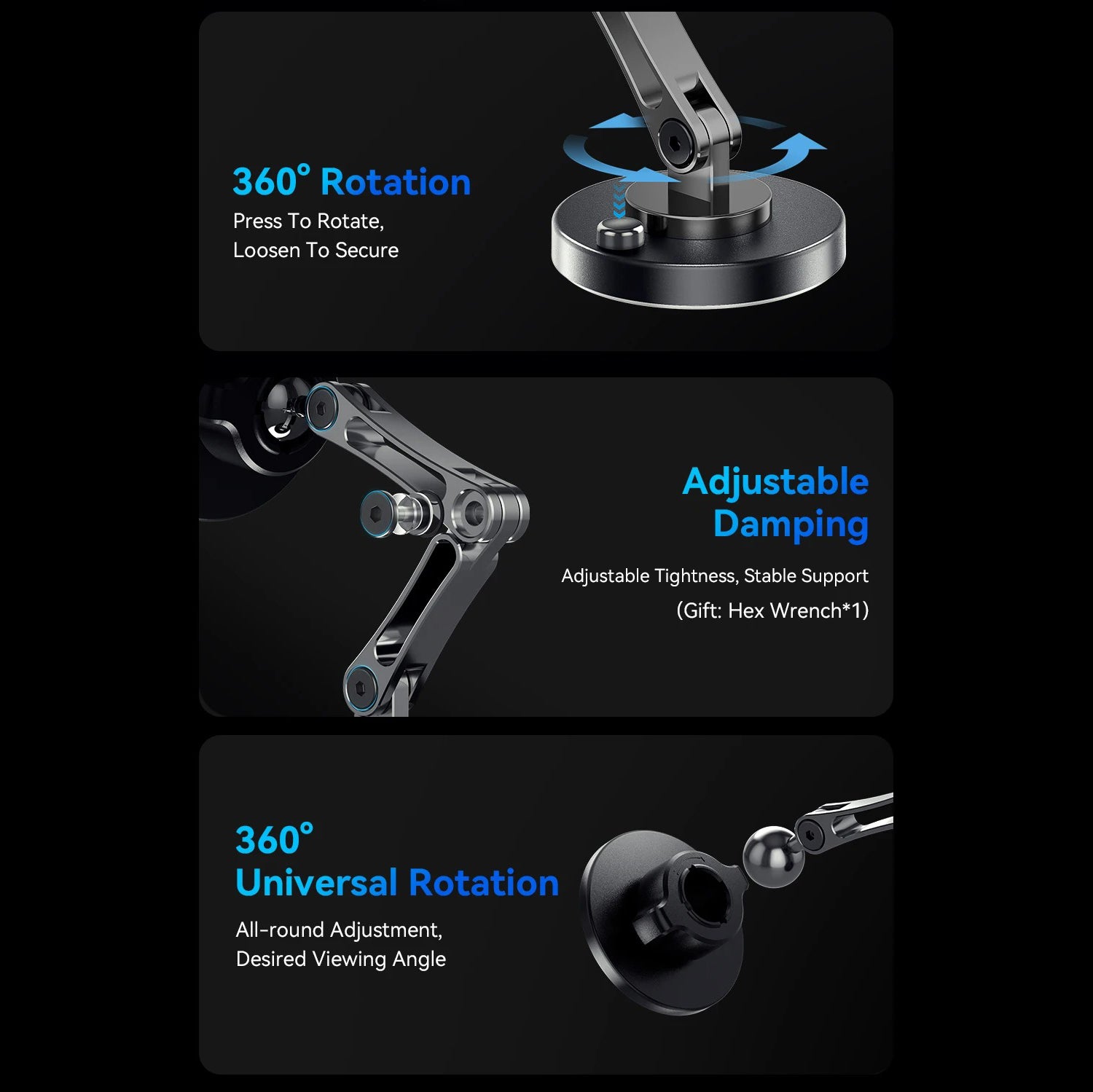 High-Quality iPhone MagSafe Magnetic Car Phone Holder, 15W Wireless Charging Mount with Multi-Axis Adjustment & Strong Magnetic Grip