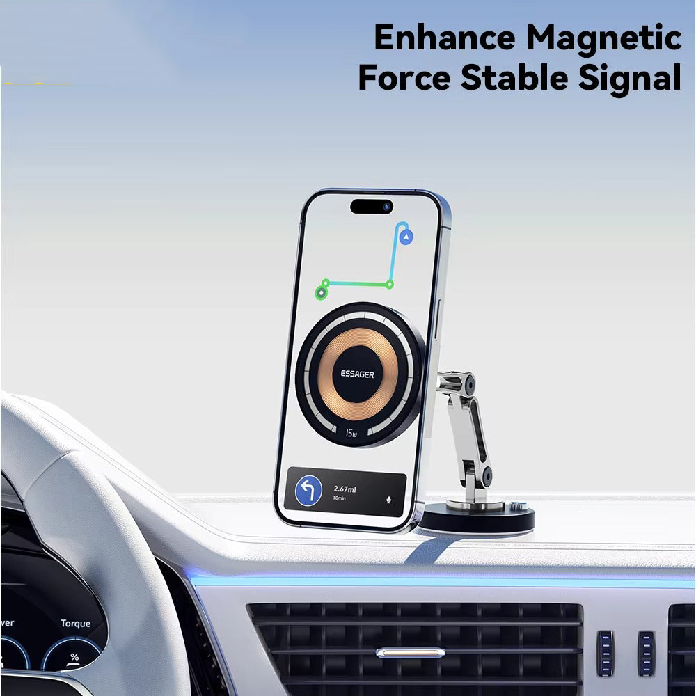 High-Quality iPhone MagSafe Magnetic Car Phone Holder, 15W Wireless Charging Mount with Multi-Axis Adjustment & Strong Magnetic Grip