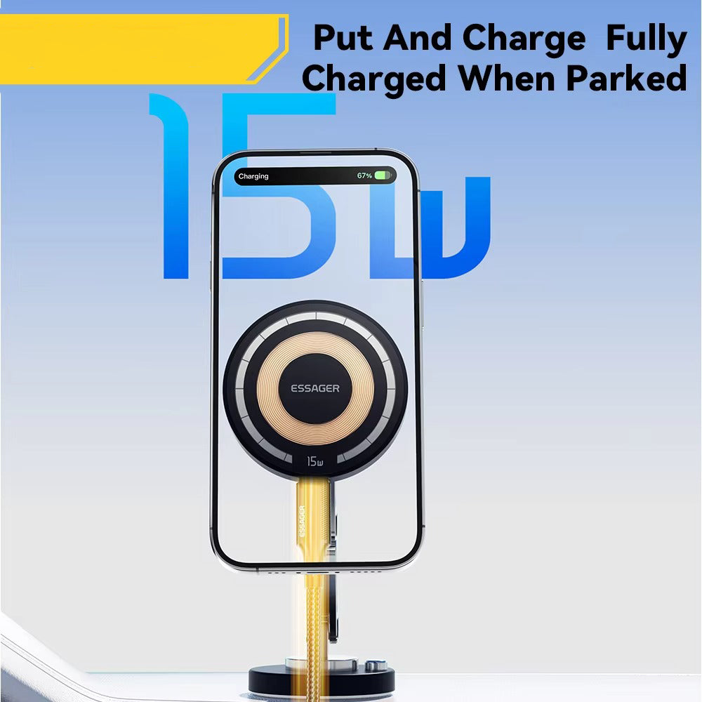 High-Quality iPhone MagSafe Magnetic Car Phone Holder, 15W Wireless Charging Mount with Multi-Axis Adjustment & Strong Magnetic Grip