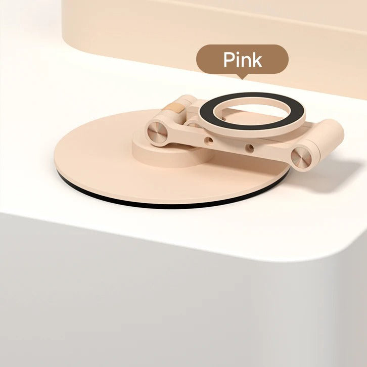 High-Quality iPhone MagSafe Magnetic Desk Phone Stand, 360° Rotating Aluminum Holder with Height Adjustment & Foldable Stable Base