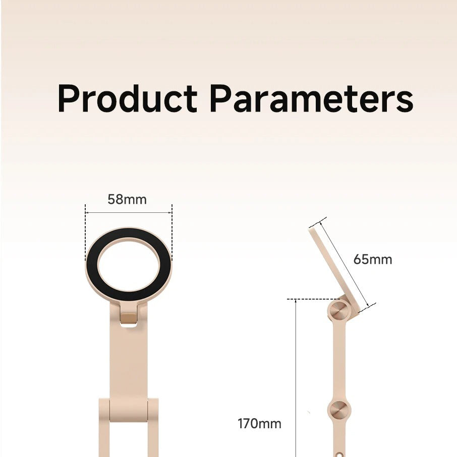 High-Quality iPhone MagSafe Magnetic Desk Phone Stand, 360° Rotating Aluminum Holder with Height Adjustment & Foldable Stable Base