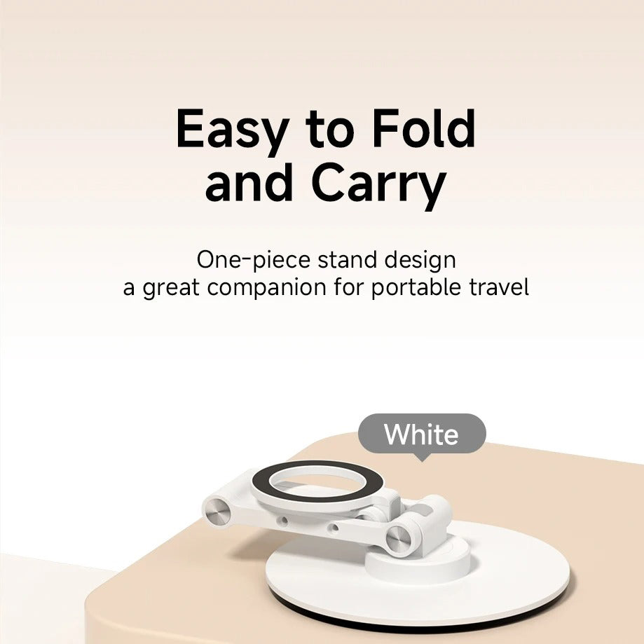 High-Quality iPhone MagSafe Magnetic Desk Phone Stand, 360° Rotating Aluminum Holder with Height Adjustment & Foldable Stable Base