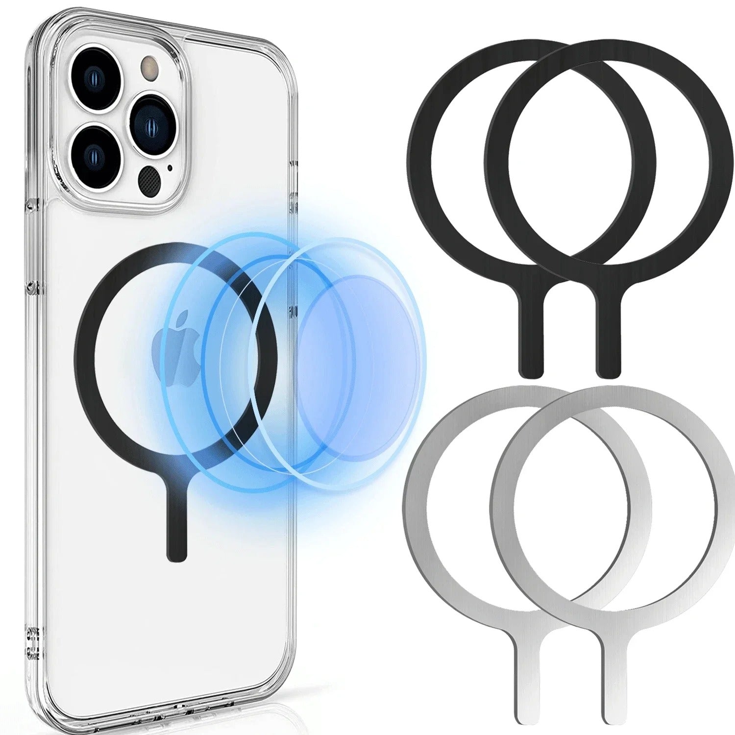 High-Quality iPhone MagSafe Magnetic Ring Adapter, Universal Metal Sticker Plate for Wireless Charging & Magnetic Mount Compatibility