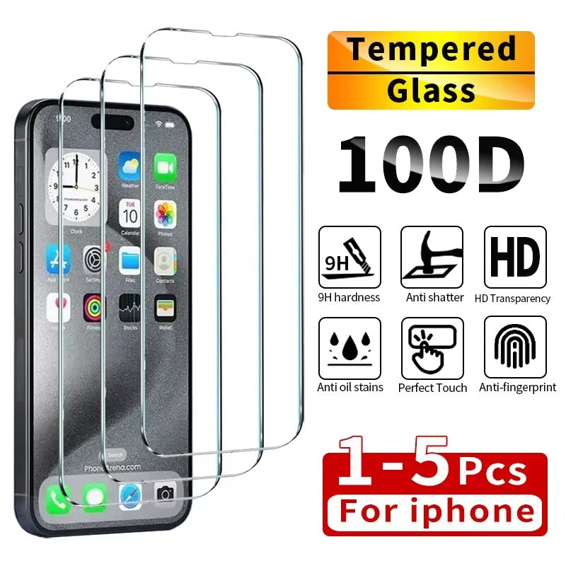 High-Quality iPhone Tempered Glass Screen Protector – Clear HD Protective Film with Anti-Fingerprint Surface, Scratch Resistance & Shatter Protection