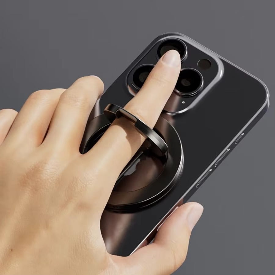 Impact-Ready iPhone Double-Sided Magnetic Ring Holder, MagSafe Phone Grip Stand with Dual-Magnet Support & Secure Finger Hold