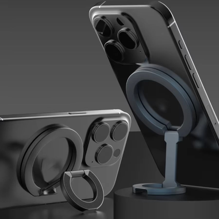 Impact-Ready iPhone Double-Sided Magnetic Ring Holder, MagSafe Phone Grip Stand with Dual-Magnet Support & Secure Finger Hold