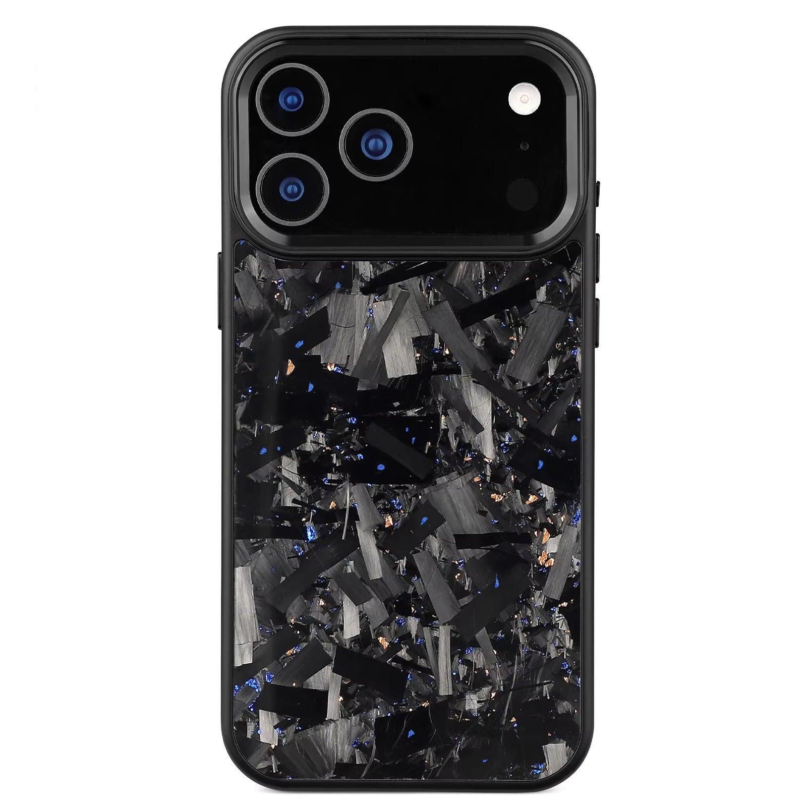 Impact-Ready iPhone Forged Carbon Fiber Case, MagSafe-Compatible Full Coverage Phone Cover with Metal Camera Lens & Button Protection