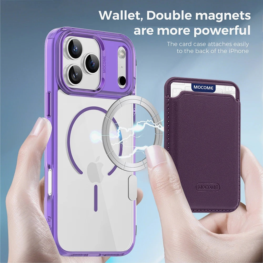 Impact-Ready iPhone Magnetic Case with Detachable Wallet, Shockproof TPU & PC Protective Cover, MagSafe-Compatible Card Holder Design