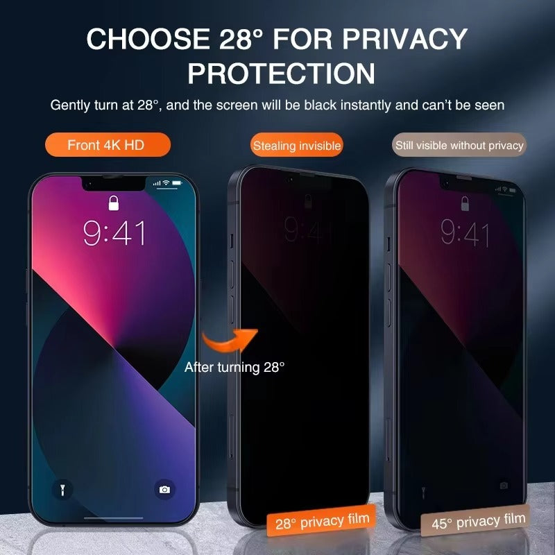 Impact-Ready iPhone Privacy Screen Protector – Full Cover Anti-Spy Tempered Glass with Fingerprint Resistance, Scratch Protection & Shatter-Resistant Display Shield