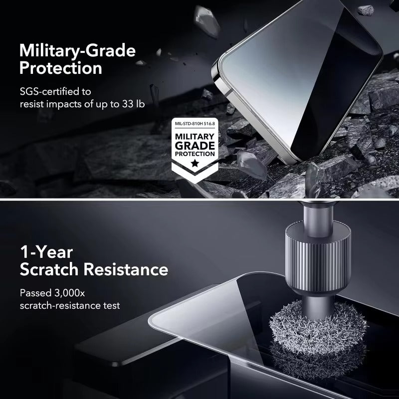 Impact-Ready iPhone Privacy Screen Protector – Full Cover Anti-Spy Tempered Glass with Fingerprint Resistance, Scratch Protection & Shatter-Resistant Display Shield