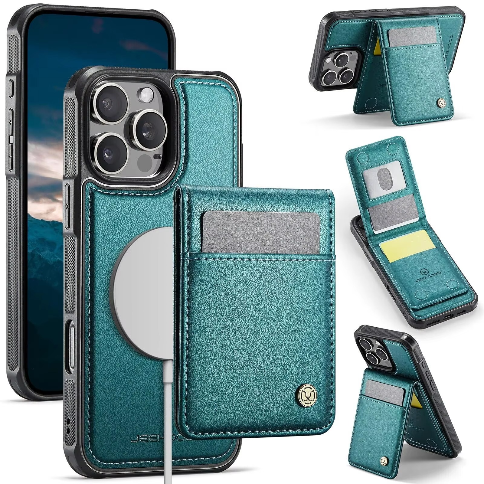 Luxury 2-in-1 Detachable Magnetic iPhone Case — PU Leather Wallet Cover with Card Slot, Shockproof, Anti-Fingerprint, Anti-Scratch, Kickstand, Storage Compartment