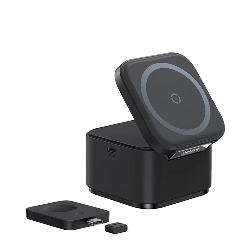 Luxury 3-in-1 Magnetic Wireless Charger Stand with 25W Fast Charging, 15W Wireless Output, Desktop Dock for Phones & Earphones