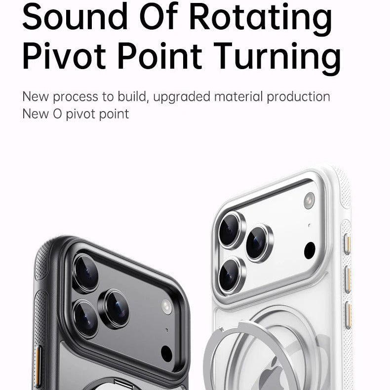 Luxury iPhone Case — 360° Rotating Magnetic MagSafe Compatible PC+Metal Half-Wrapped Cover with Stand Holder, Shockproof, Anti-Fingerprint, Non-Slip Design