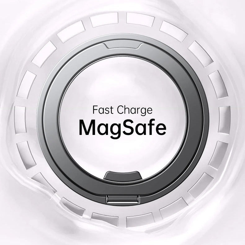 Luxury iPhone Case — 360° Rotating Magnetic MagSafe Compatible PC+Metal Half-Wrapped Cover with Stand Holder, Shockproof, Anti-Fingerprint, Non-Slip Design