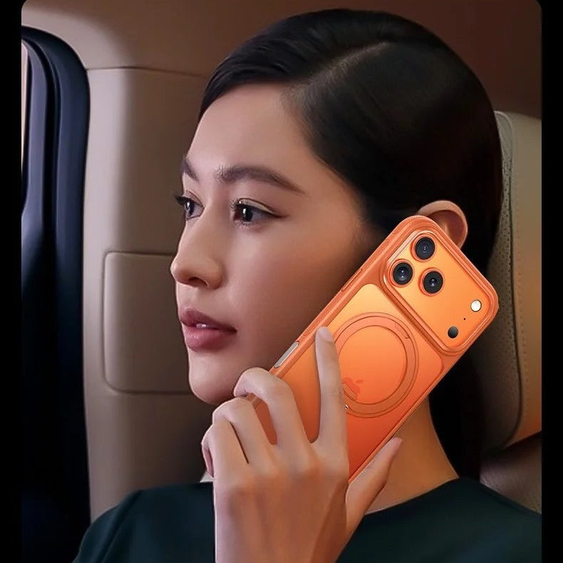 Luxury iPhone Case — 360° Rotating Magnetic MagSafe Compatible PC+Metal Half-Wrapped Cover with Stand Holder, Shockproof, Anti-Fingerprint, Non-Slip Design