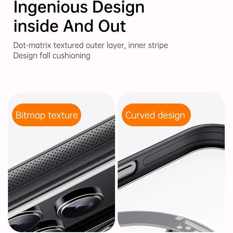 Luxury iPhone Case — 360° Rotating Magnetic MagSafe Compatible PC+Metal Half-Wrapped Cover with Stand Holder, Shockproof, Anti-Fingerprint, Non-Slip Design