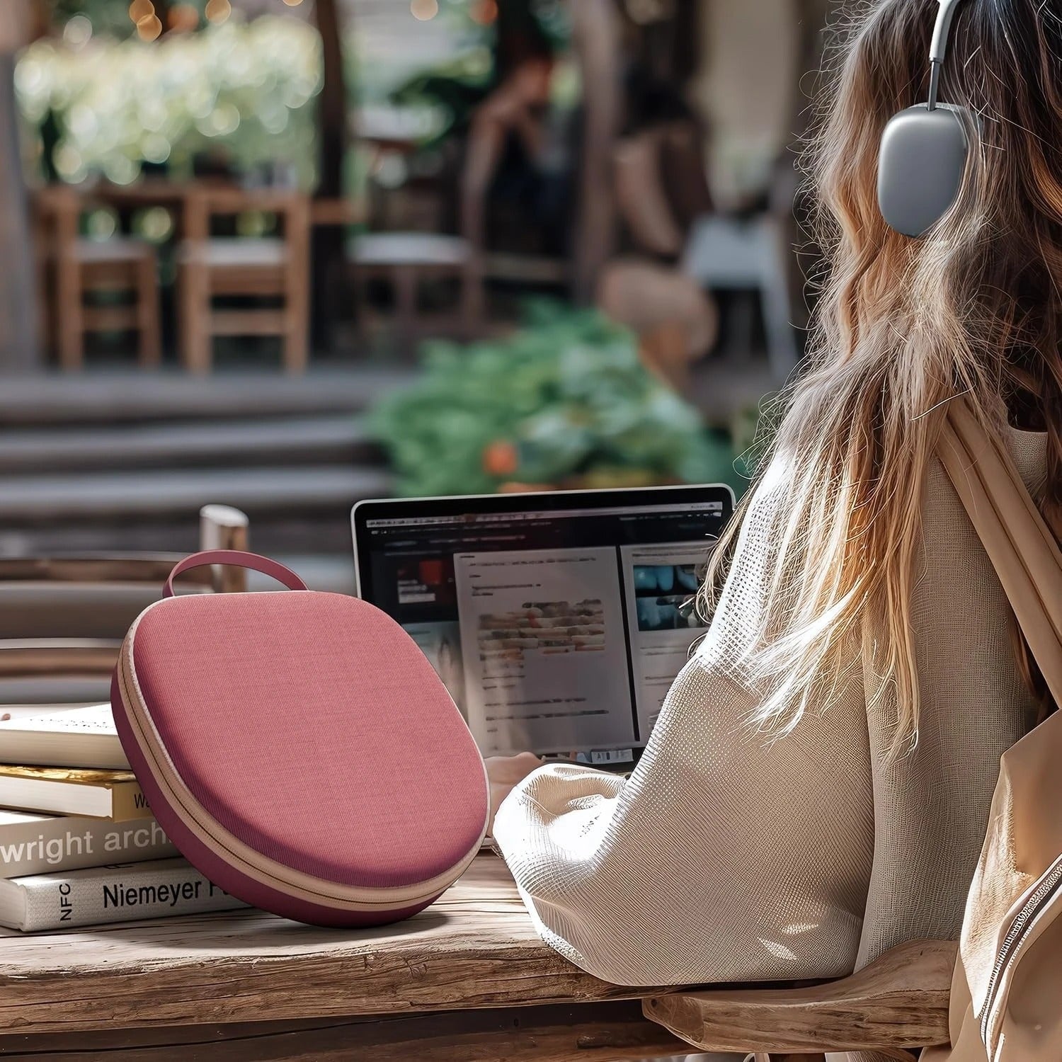 Luxury AirPods Max Premium Protective Travel Case with Smart Sleep Mode, EVA Hard Shell Carrying Bag for Safe Storage