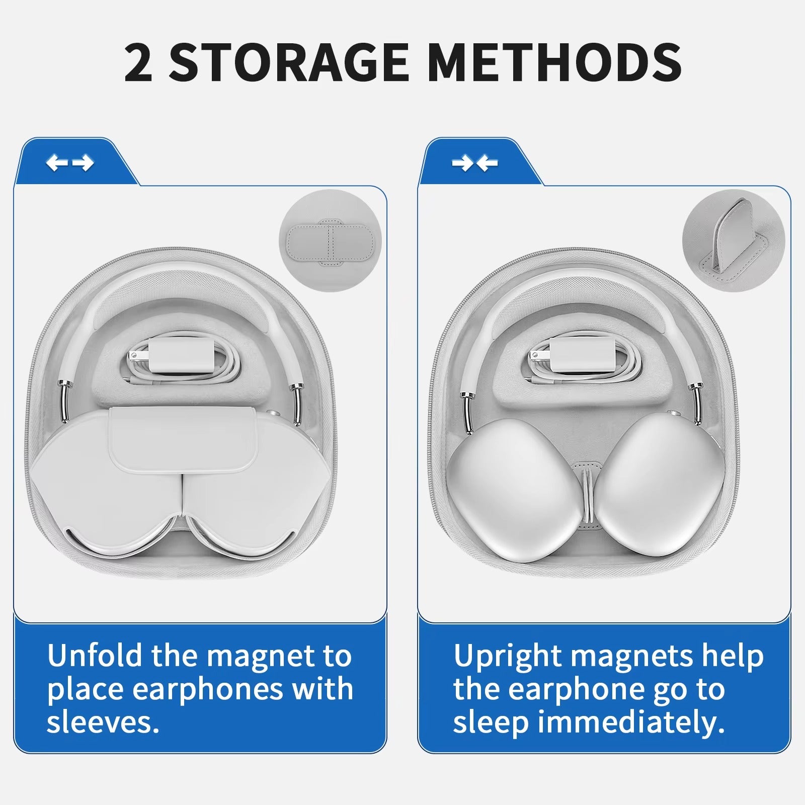 Luxury AirPods Max Premium Protective Travel Case with Smart Sleep Mode, EVA Hard Shell Carrying Bag for Safe Storage