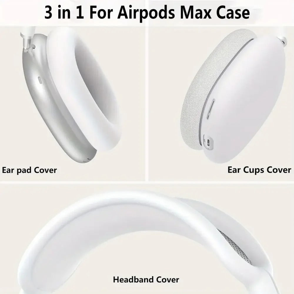 Luxury AirPods Max Silicone Case – 3-in-1 Soft Skin Protector, Shockproof & Anti-Scratch Headphone Cover