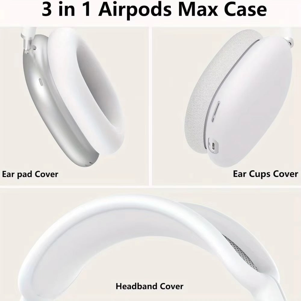 Luxury AirPods Max Silicone Case – 3-in-1 Soft Skin Protector, Shockproof & Anti-Scratch Headphone Cover
