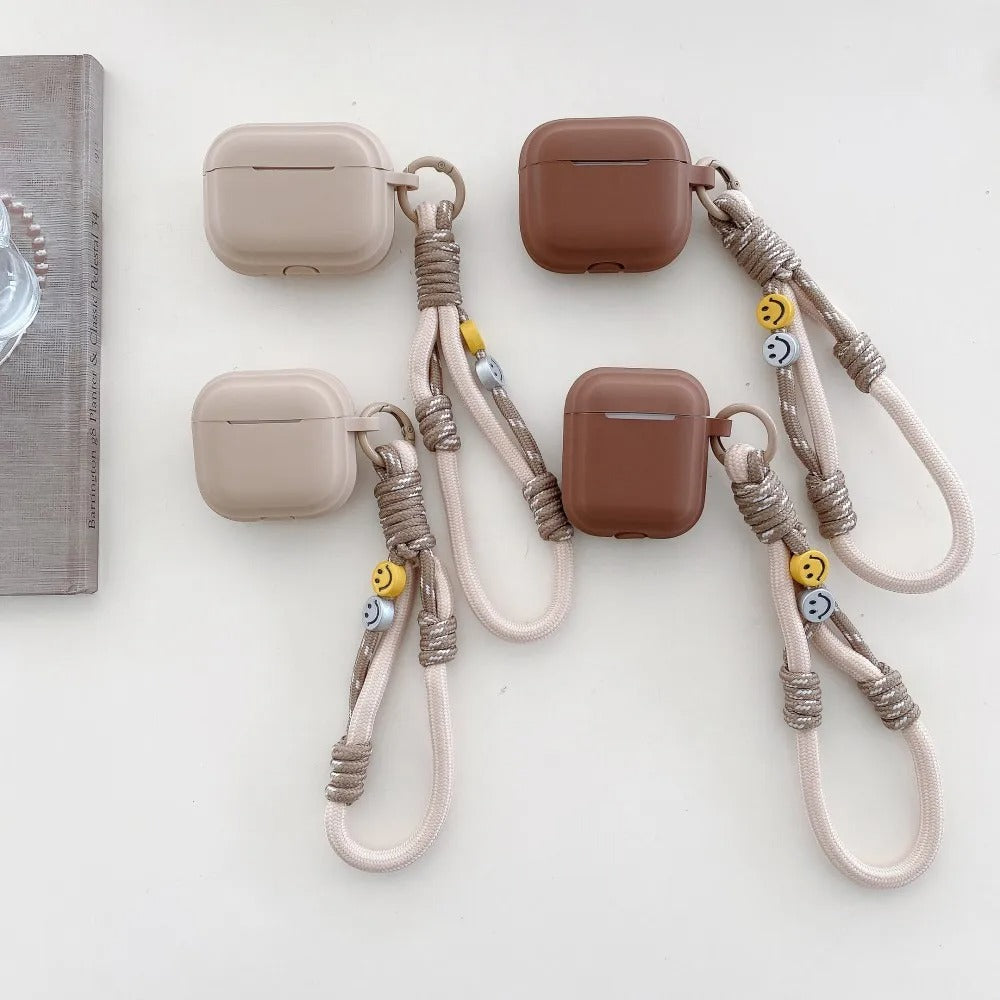 Luxury AirPods Silicone Protective Case with Smile Design Hand Strap, Soft Anti-Slip Cover