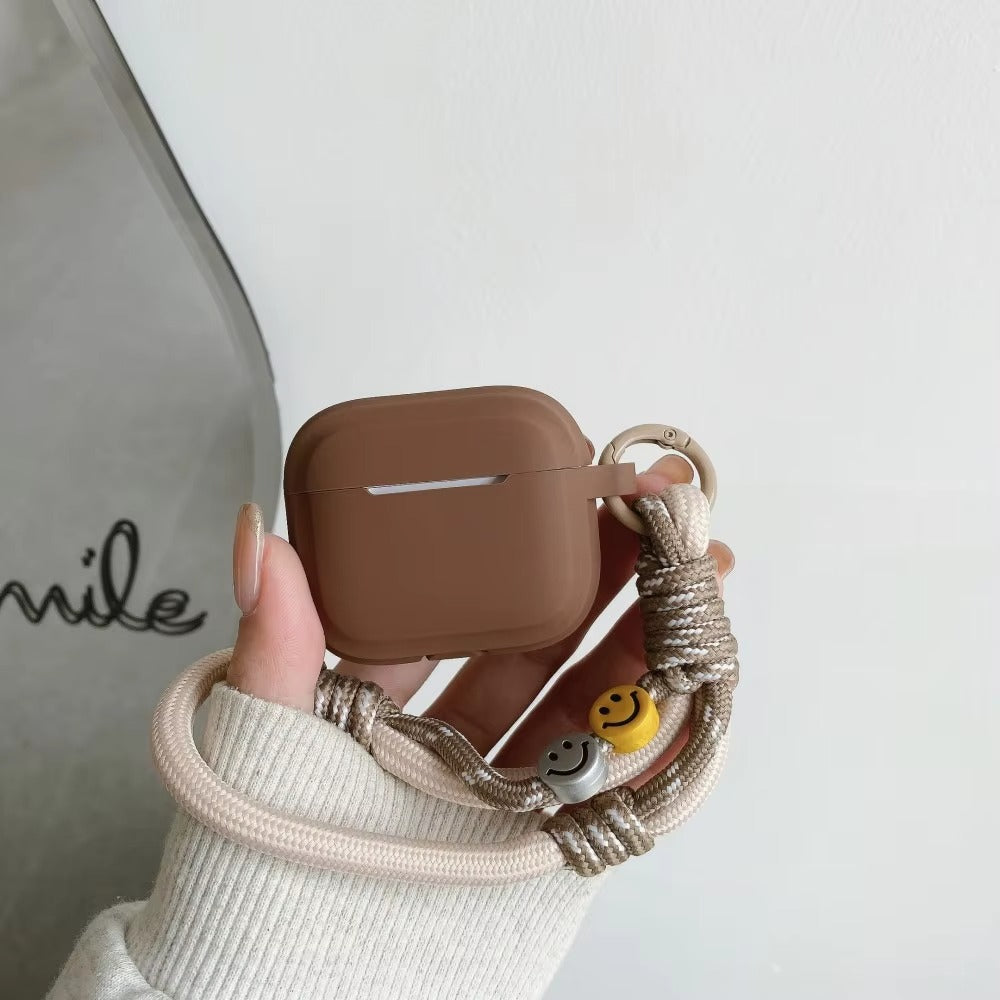Luxury AirPods Silicone Protective Case with Smile Design Hand Strap, Soft Anti-Slip Cover