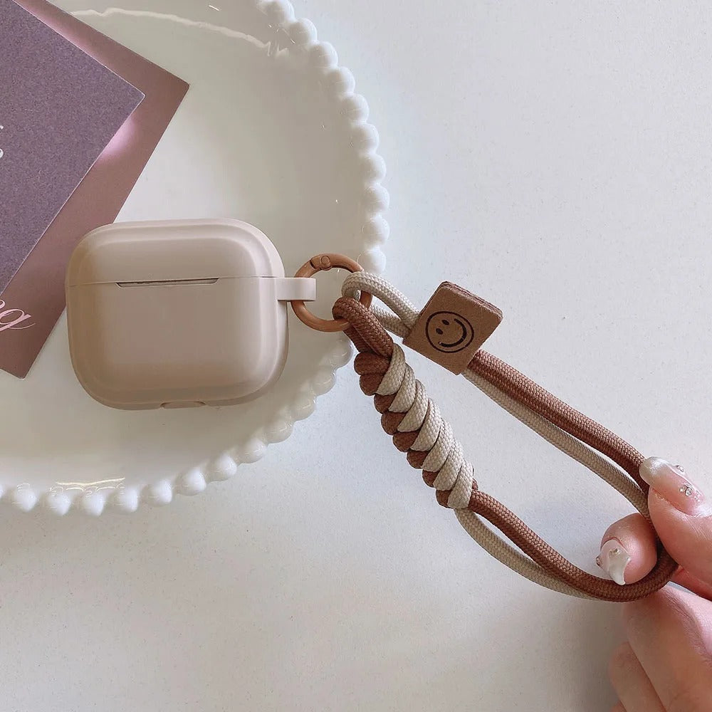 Luxury AirPods Silicone Protective Case with Smile Design Hand Strap, Soft Anti-Slip Cover