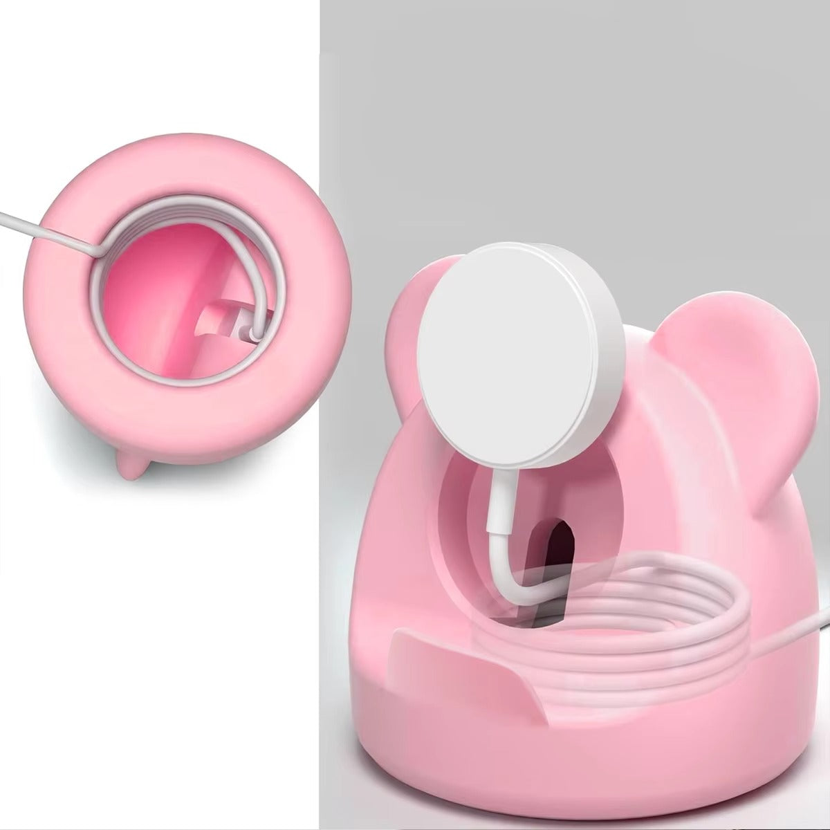 Luxury Apple Watch Fast Charger Stand – Desktop Silicone Charging Dock for 40–46mm Watches