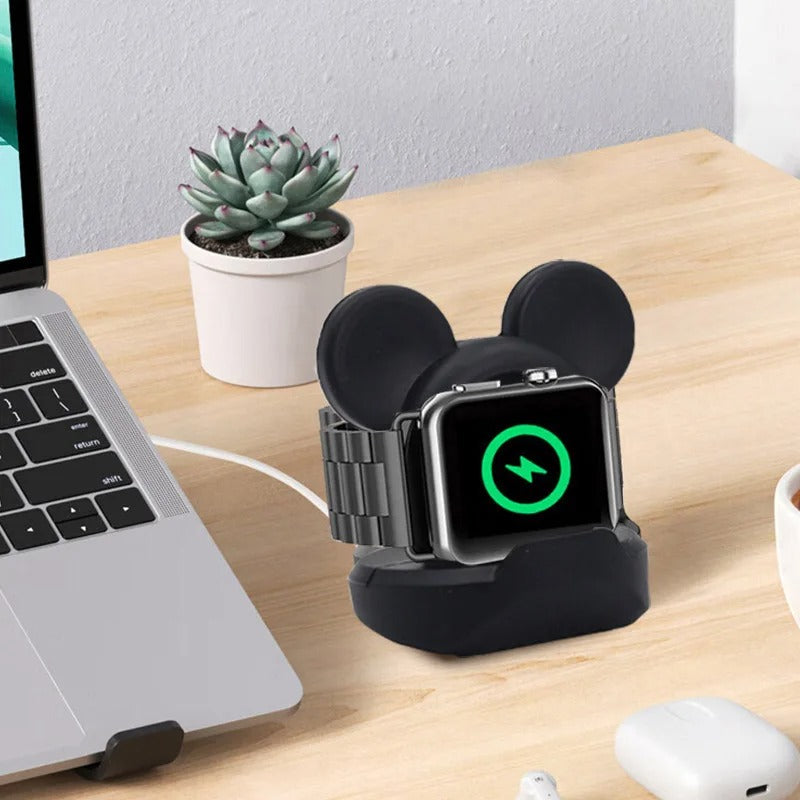 Luxury Apple Watch Fast Charger Stand – Desktop Silicone Charging Dock for 40–46mm Watches