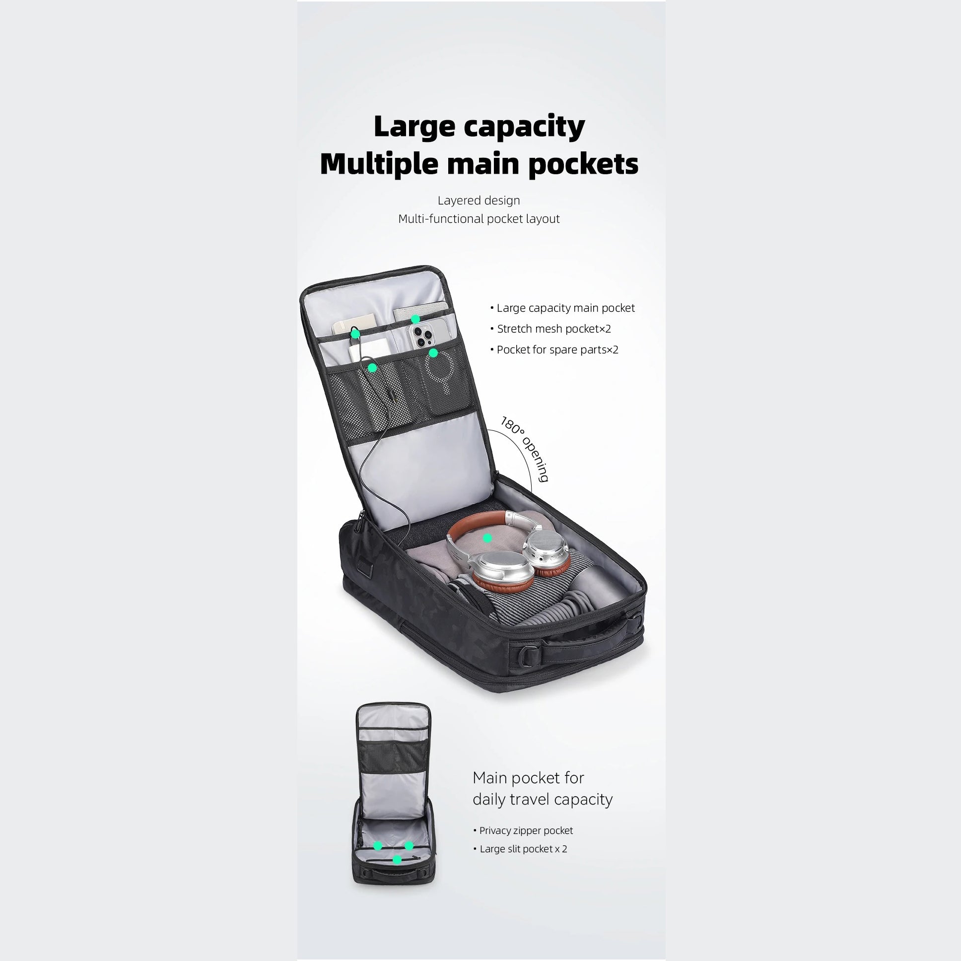 Luxury Business Laptop Backpack 17.3 Inch, Spacious Travel & Commuter Backpack with Dedicated Laptop Compartment, PU Leather Professional Work Bag