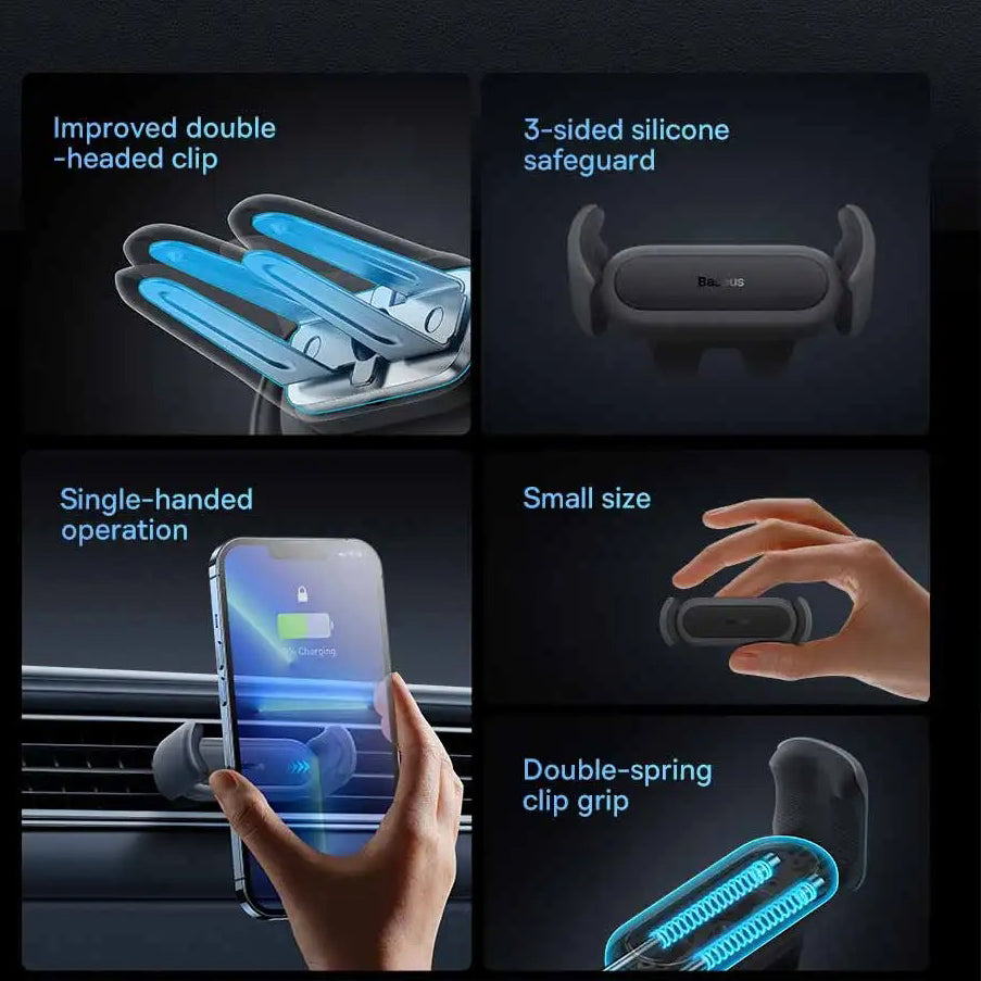 Luxury Car Phone Holder with Air Vent Mount, Stable Hands-Free Design, Secure Universal Mobile Phone Stand for Vehicles