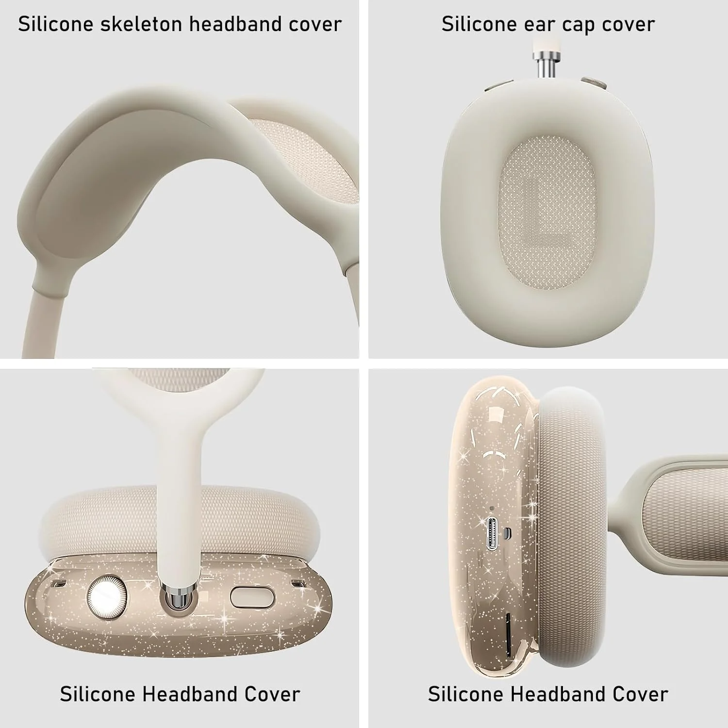 Luxury Clear Silicone Ear Cushion Covers – Soft Touch Anti-Fall Dust-Proof Protective Set for AirPods Max
