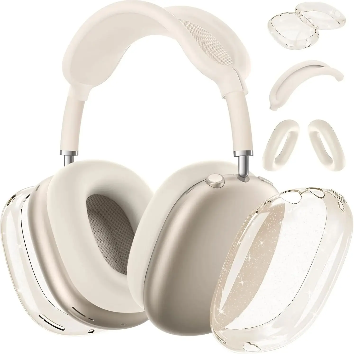 Luxury Clear Silicone Ear Cushion Covers – Soft Touch Anti-Fall Dust-Proof Protective Set for AirPods Max