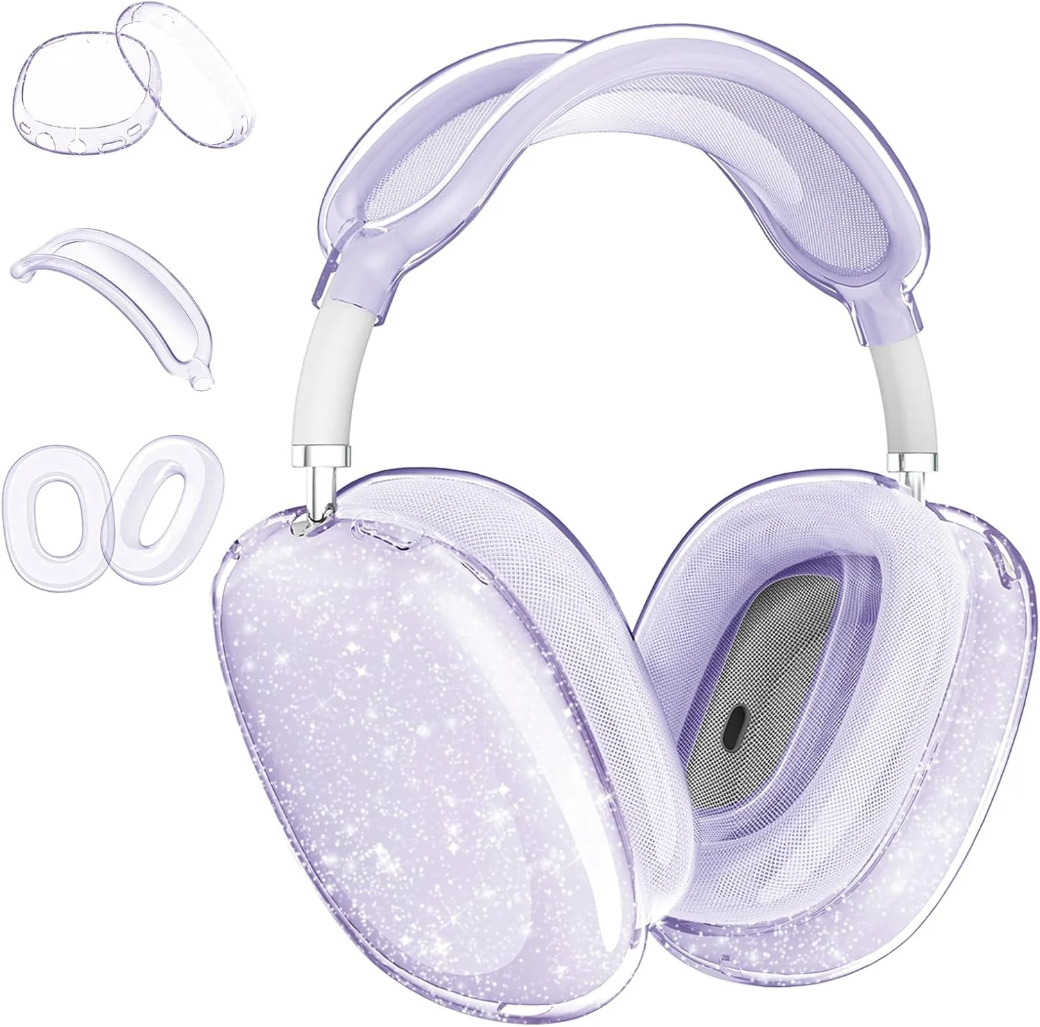 Luxury Clear Silicone Ear Cushion Covers – Soft Touch Anti-Fall Dust-Proof Protective Set for AirPods Max