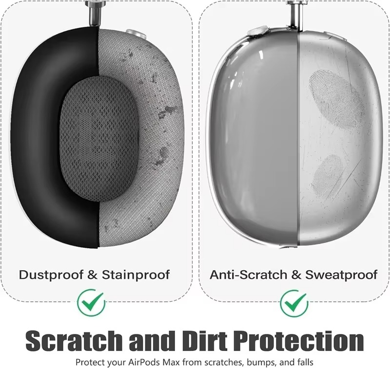 Luxury Clear Silicone Ear Cushion Covers – Soft Touch Anti-Fall Dust-Proof Protective Set for AirPods Max