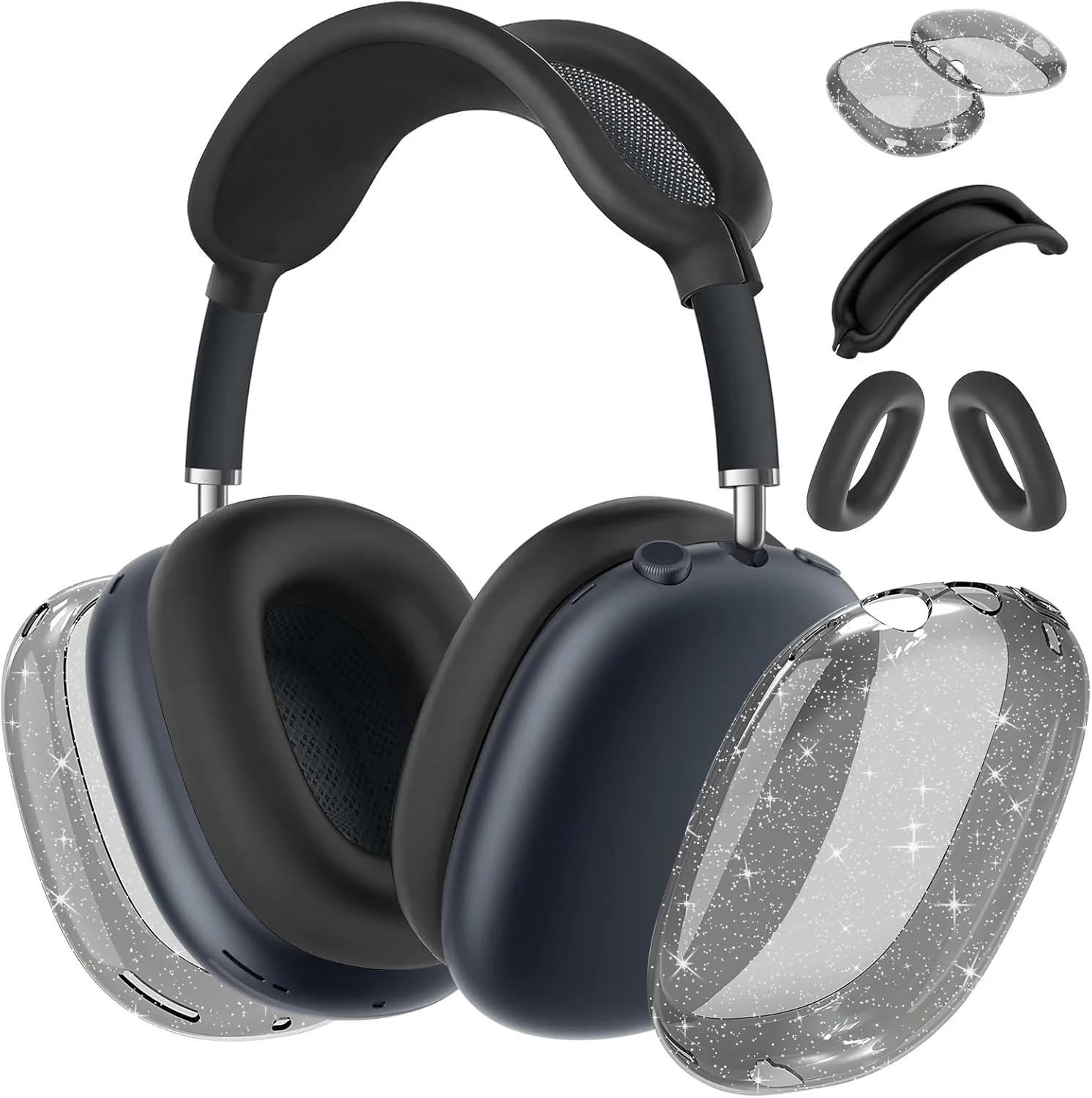 Luxury Clear Silicone Ear Cushion Covers – Soft Touch Anti-Fall Dust-Proof Protective Set for AirPods Max