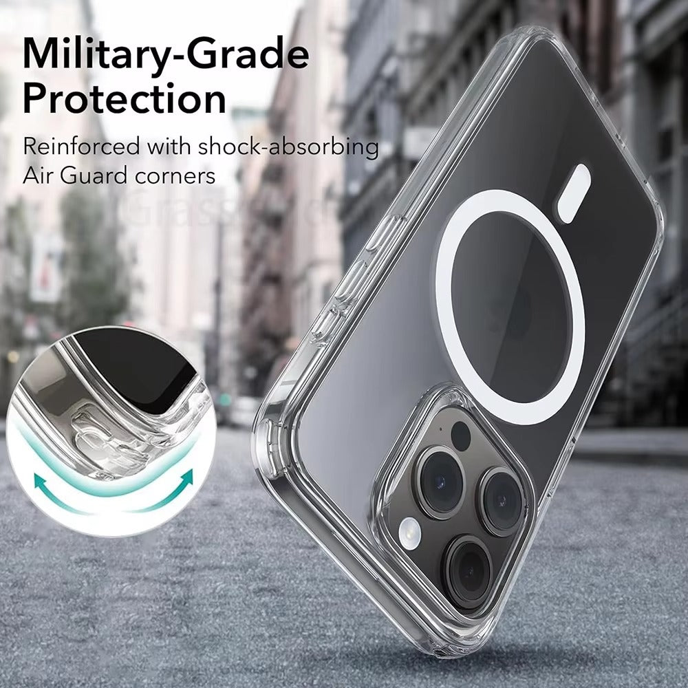 Luxury iPhone Case — MagSafe Clear Shockproof Acrylic Cover with Anti-Fingerprint Anti-Scratch Slim Transparent Design