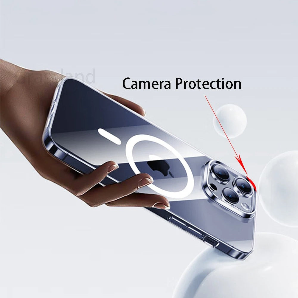 Luxury iPhone Case — MagSafe Clear Shockproof Acrylic Cover with Anti-Fingerprint Anti-Scratch Slim Transparent Design