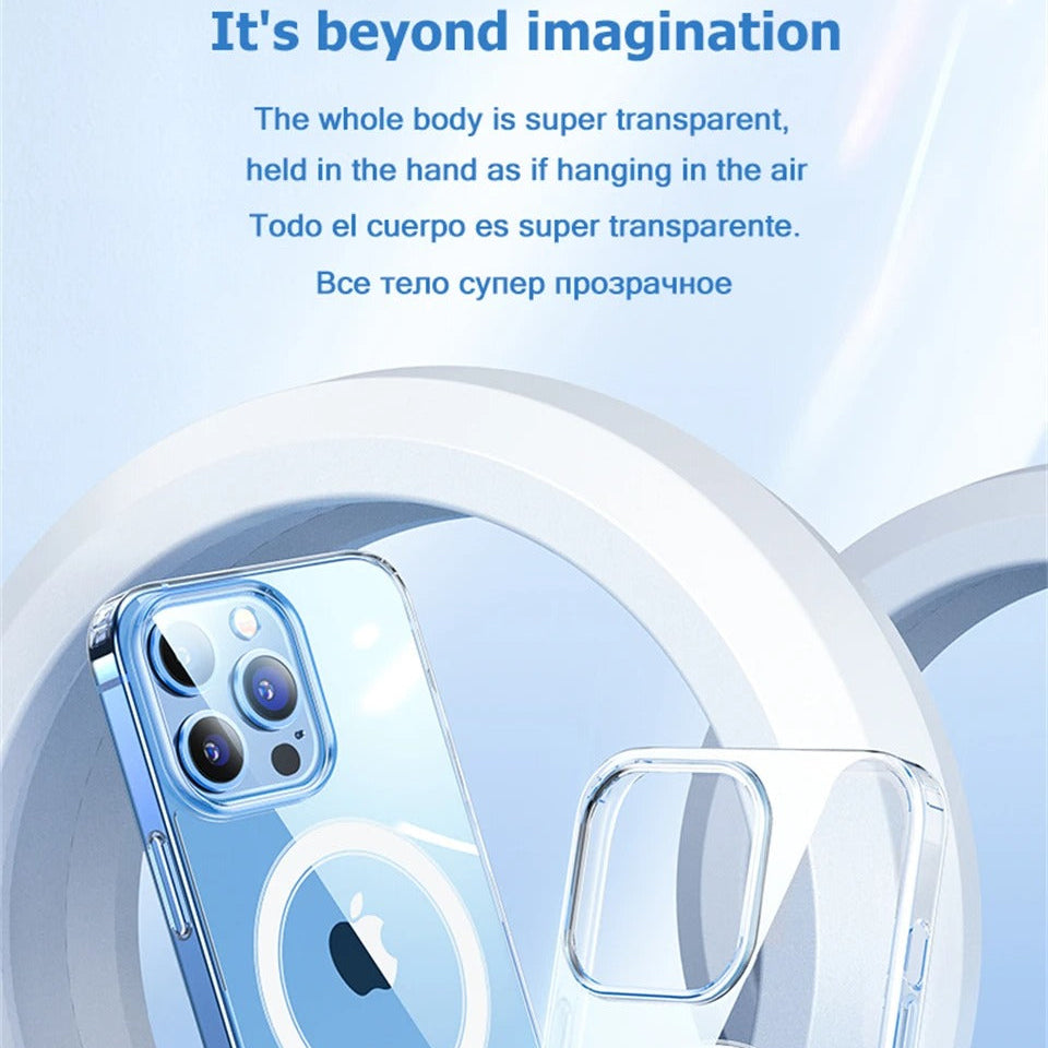 Luxury iPhone Case — MagSafe Clear Shockproof Acrylic Cover with Anti-Fingerprint Anti-Scratch Slim Transparent Design
