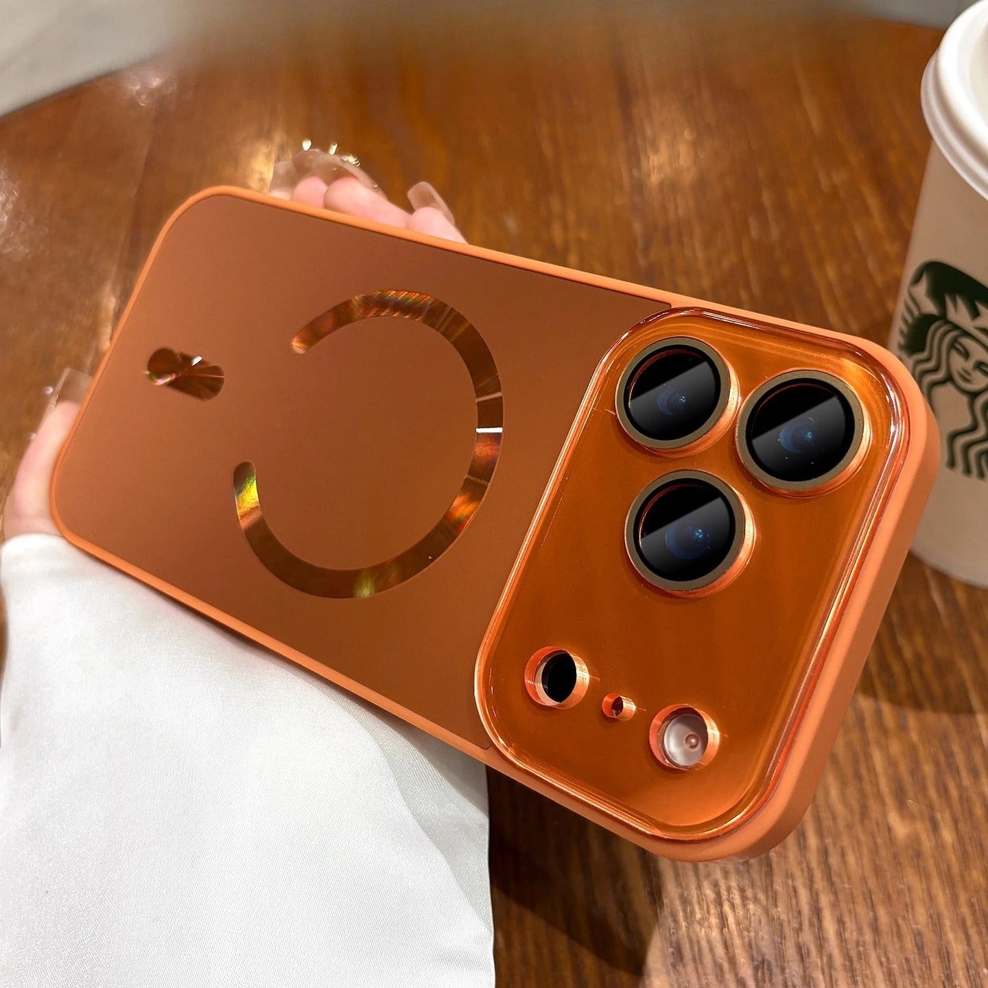 Luxury iPhone Case — Flowing Light MagSafe Big-Window Magnetic Shockproof Cover, Lightweight, Full Protection, Anti-Scratch Plain Design