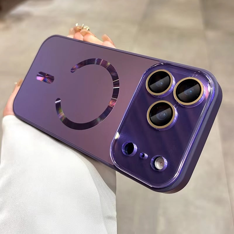 Luxury iPhone Case — Flowing Light MagSafe Big-Window Magnetic Shockproof Cover, Lightweight, Full Protection, Anti-Scratch Plain Design