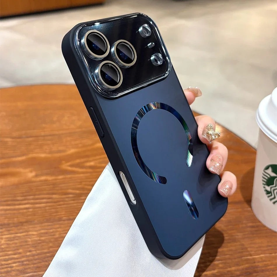 Luxury iPhone Case — Flowing Light MagSafe Big-Window Magnetic Shockproof Cover, Lightweight, Full Protection, Anti-Scratch Plain Design