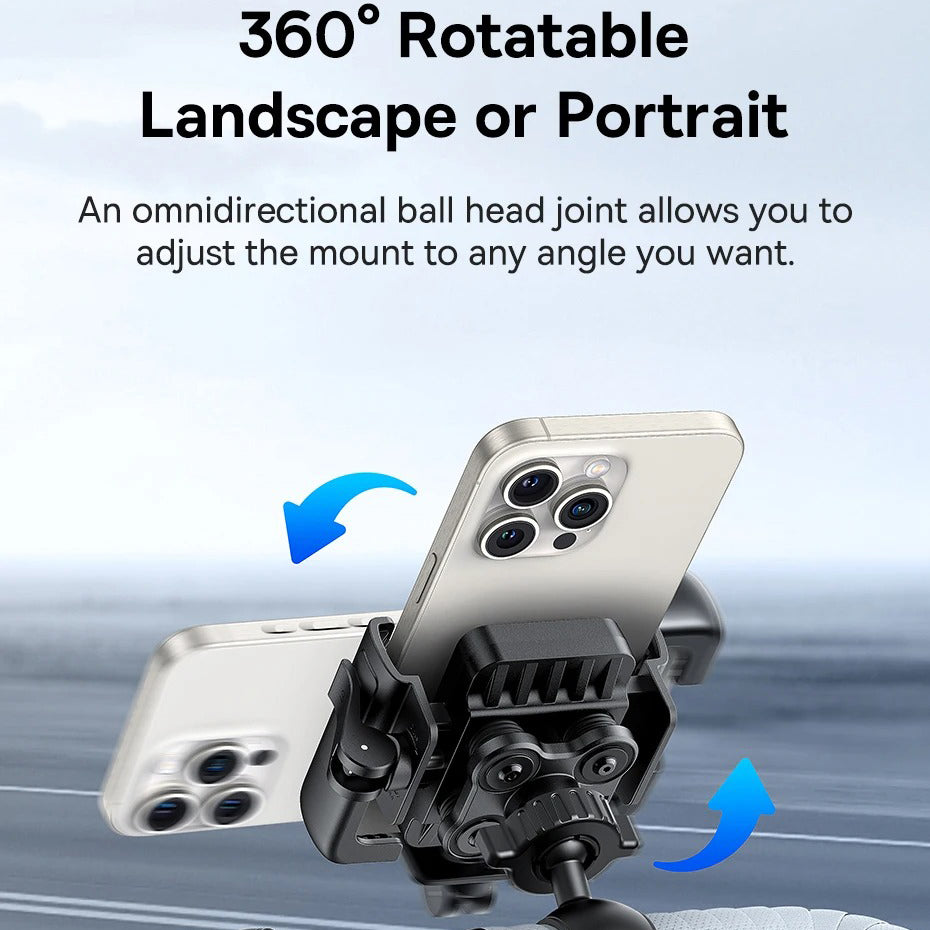 Luxury Gravity Bike Phone Holder with 360° Rotation, Secure Handlebar Mount, One-Handed Auto Lock Design for Cycling