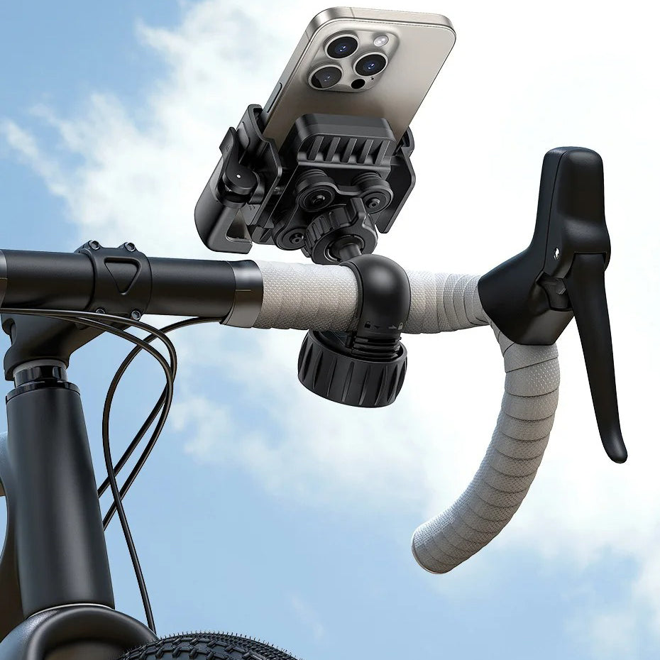 Luxury Gravity Bike Phone Holder with 360° Rotation, Secure Handlebar Mount, One-Handed Auto Lock Design for Cycling