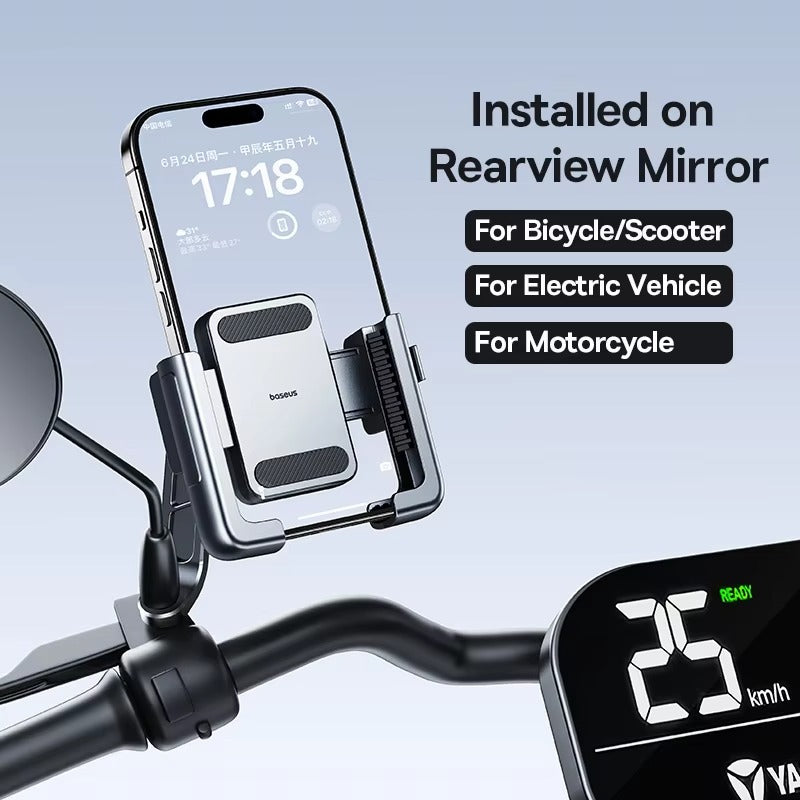 Luxury Gravity Bike Phone Holder with 360° Rotation, Secure Handlebar Mount, One-Handed Auto Lock Design for Cycling