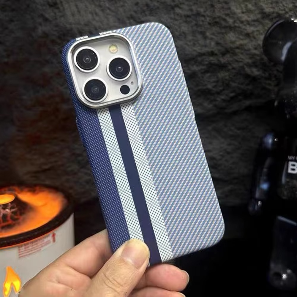 Luxury iPhone Case — Kevlar Pattern MagSafe Compatible Magnetic Shockproof Cover, Anti-Fingerprint, Anti-Scratch, Dustproof, Wireless-Charging, Full Protection